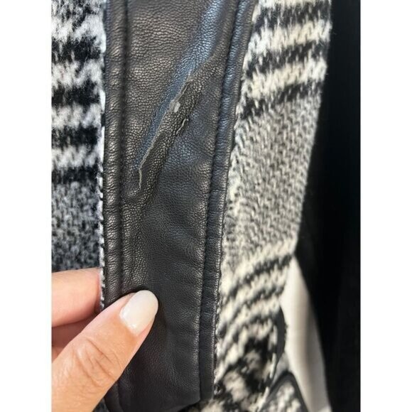 Guess Plaid Houndstooth‎ Wool Trench Coat Blazer Small - Picture 7 of 11